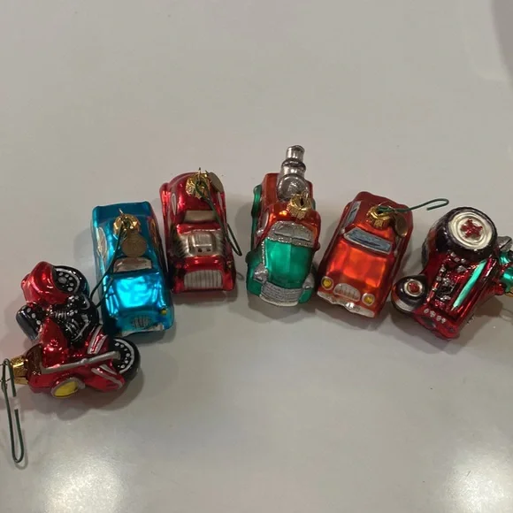 Department 56 blown glass Christmas 6 🚘 car 🚗 German vintage tree 🌲 ornaments - Picture 16 of 16